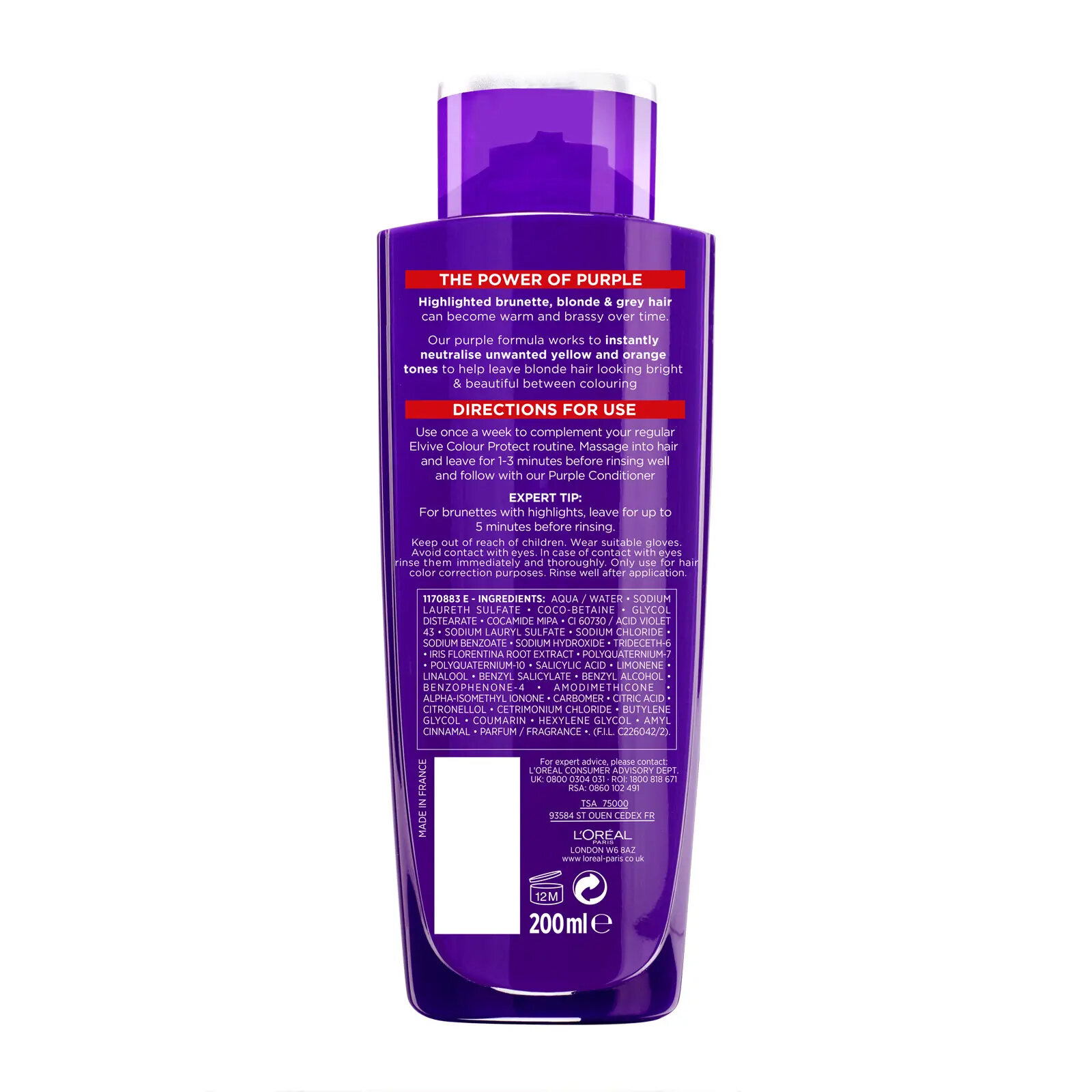 Picture of LOreal Elvive Colour Protect Anti-Brassiness Purple Shampoo 200ml