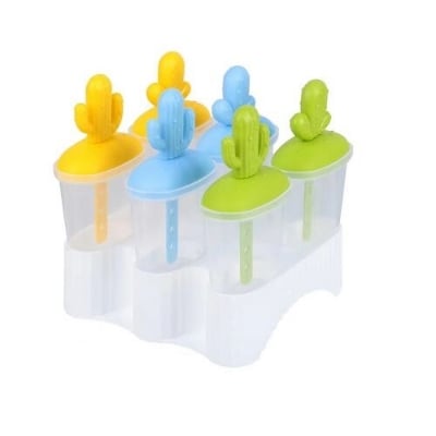Picture of DIY Food Grade Cactus Shaped Silicone Ice Cream Molds Bar Maker Popsickle Sticks