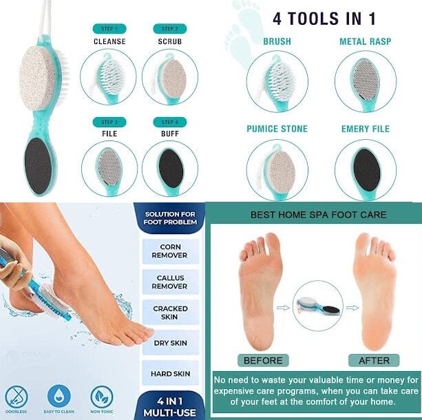 Picture of 4 in 1 Foot Pedicure Brush with Pumice Stone ( Cleanse, Scrub, File & Buff )