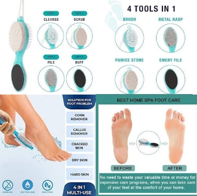 Picture of 4 in 1 Foot Pedicure Brush with Pumice Stone ( Cleanse, Scrub, File & Buff )