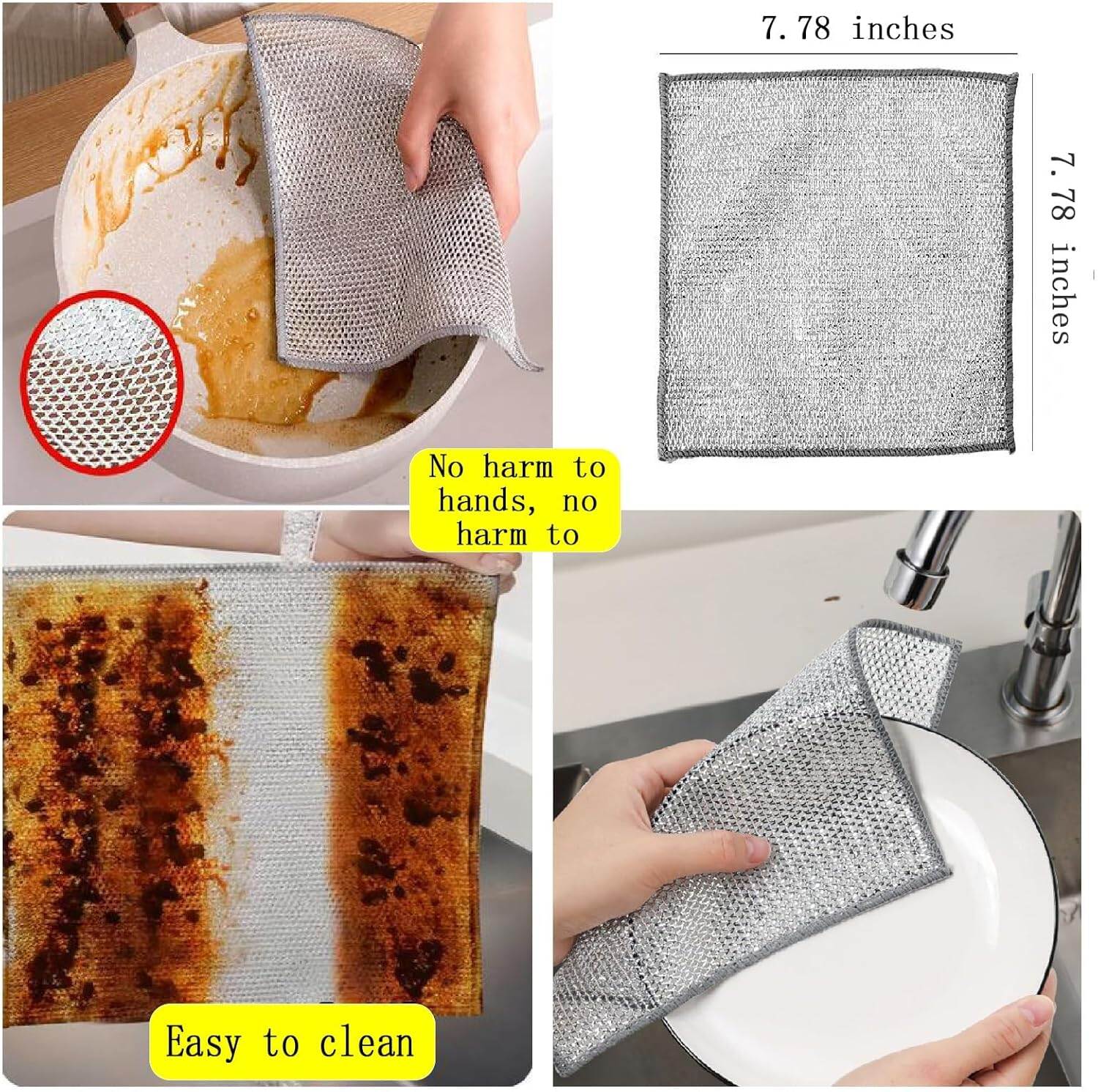 Picture of Multipurpose Wire Dishwashing Rags Dry and Wet Use Mesh Design - 4 Piece