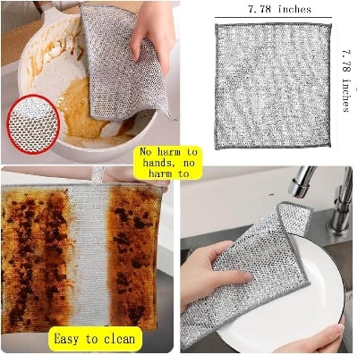 Picture of Multipurpose Wire Dishwashing Rags Dry and Wet Use Mesh Design - 4 Piece