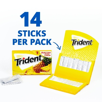 Picture of Trident Pineapple Twist Flavor Sugar Free Gum X 14 Soft Gum