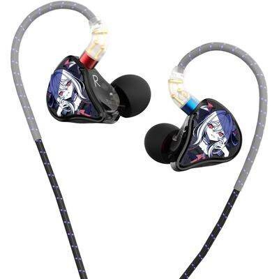 Picture of CVJ Vivian 10mm Dual Magnetic Driver wired earphone Anime Edition With Mic Black
