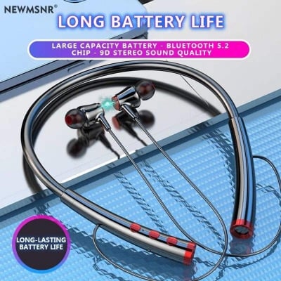 Picture of Long battery Life Wireless Headphones Neckband Bluetooth 5.2 Earphones With Mic Sport Headset Noise Reduction for iphone xiaomi Black