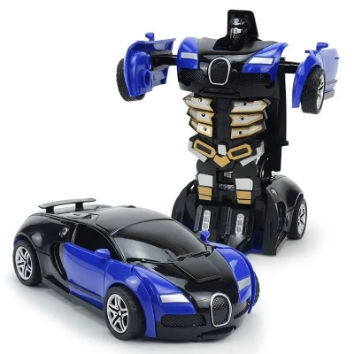 Picture of Transform CarRobot Model Car.Automatic Deformation Push and Go Car Vehicle Toy Race Car,Toys Easter Gifts for Boys Blue