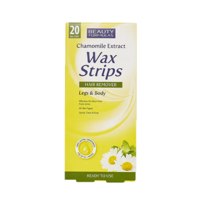 Picture of Beauty Formulas Chamomile Extract Hair Removal Wax Strips For Legs & Body - 20 Wax Strips