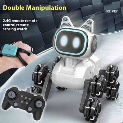Picture of Remote Control Machine Dog Toy Car Gift Eight Wheel Four Wheel Drive Mechanical Climbing Car Silver