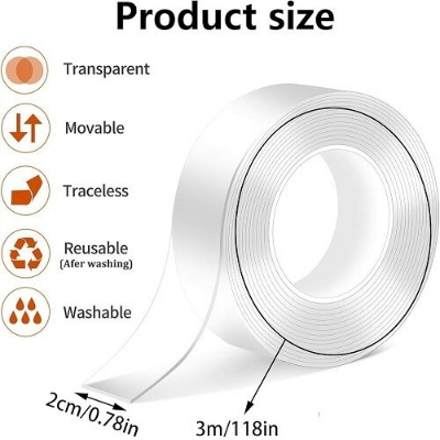 Picture of Multi-Functional Transparent Nano Double Sided Adhesive Tape 3m x 2cm x 1mm