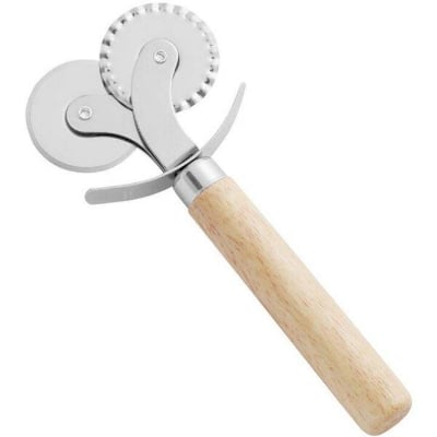 Picture of Double Wheel Interpolator Wooden Handled Pizza Cutter & Slicer