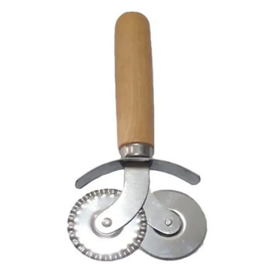 Picture of Double Wheel Interpolator Wooden Handled Pizza Cutter & Slicer