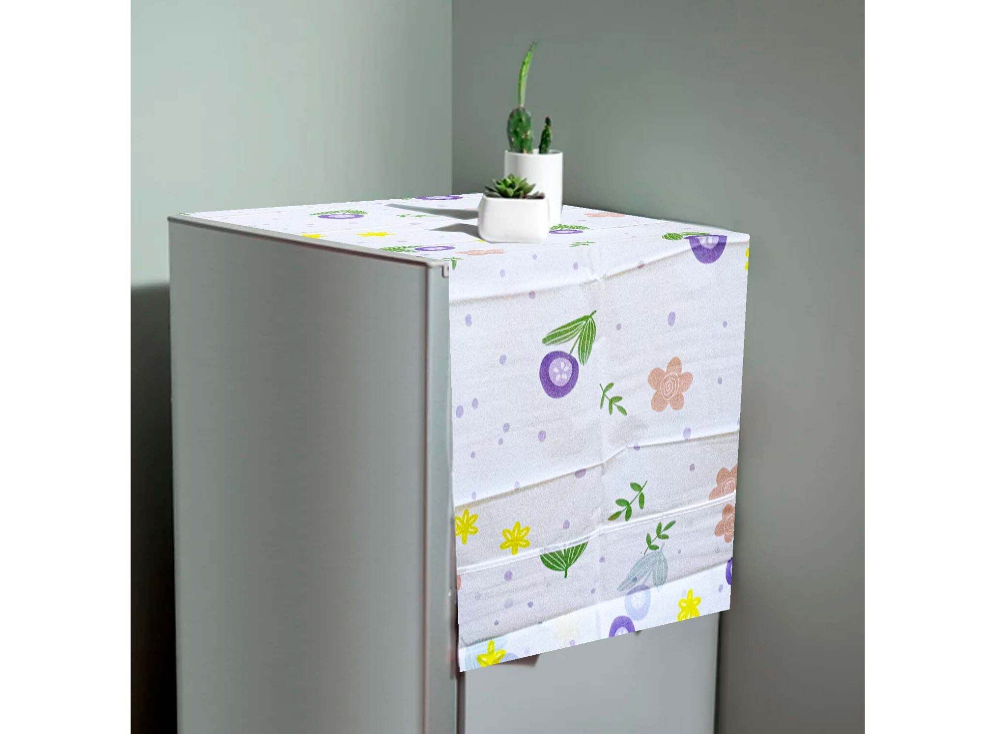 Picture of Fridge Cover Refrigerator Dust Cover with Side Pocket 130x55 cm