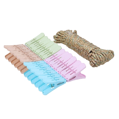 Picture of 24 Pcs Plastic Clip With Rope | Laundry Clothes Pins Clips With 10 Meter Rope