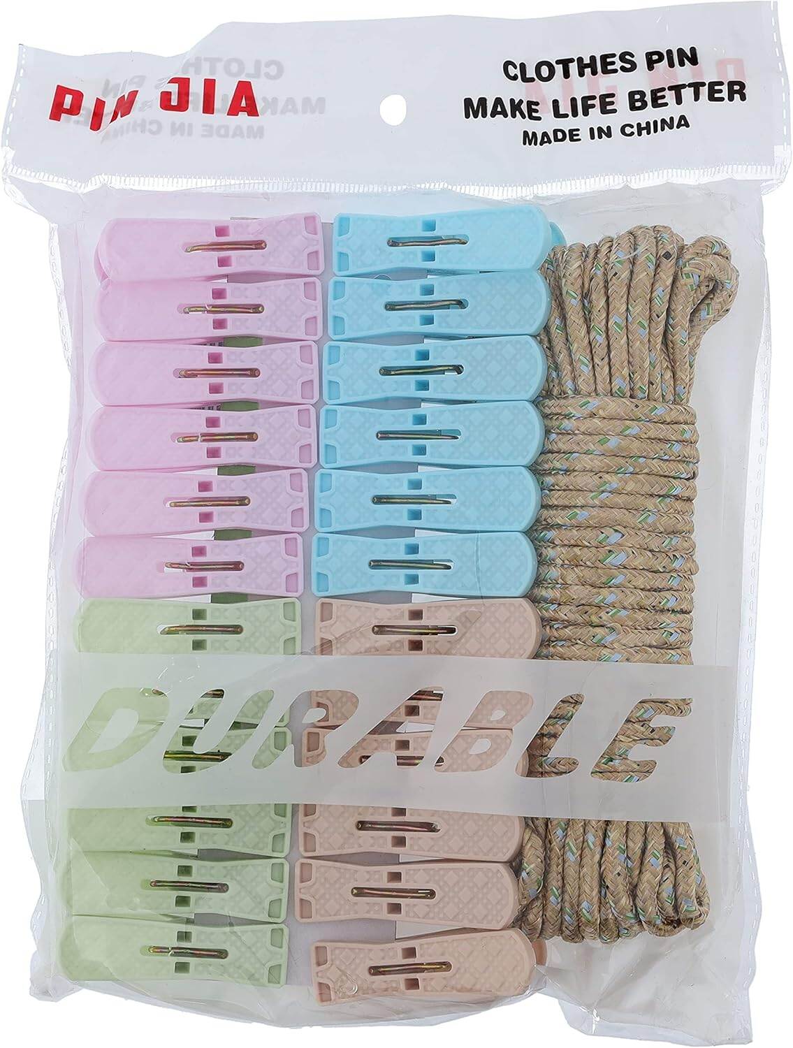Picture of 24 Pcs Plastic Clip With Rope | Laundry Clothes Pins Clips With 10 Meter Rope