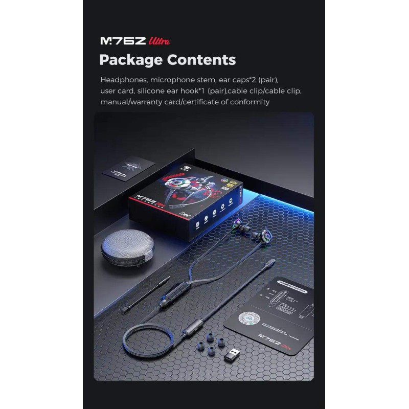 Picture of Plextone M762 Ultra Gaming Earphones , premium wired Type-C gaming earphone designed for competitive mobile gamers Black