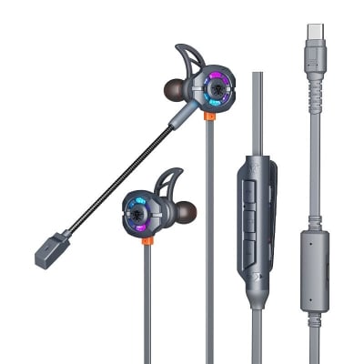 Picture of Plextone AKM Plus Gaming Earphones ,Designed for competitive gamers, built for long gaming sessions. Perfect for PUBG, Free Fire, COD Mobile, Valorant, and more Grey