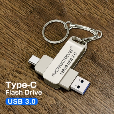 Picture of 2 in 1 OTG METAL BODY USB 3.0 , 2.0 & usb-C Flash Pen Drive Memory Stick Usb3.0/2.0 flash disk 64GB/128GB Type C Pendrive 
