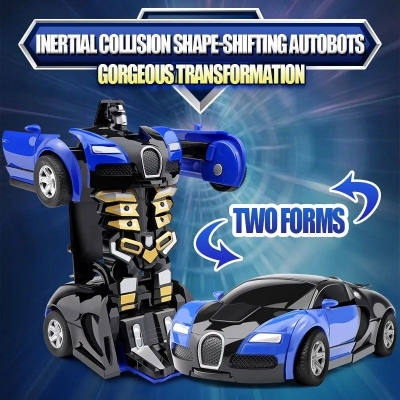 Picture of Transform CarRobot Model Car.Automatic Deformation Push and Go Car Vehicle Toy Race Car,Toys Easter Gifts for Boys Blue