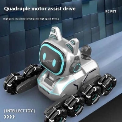 Picture of Remote Control Machine Dog Toy Car Gift Eight Wheel Four Wheel Drive Mechanical Climbing Car Silver