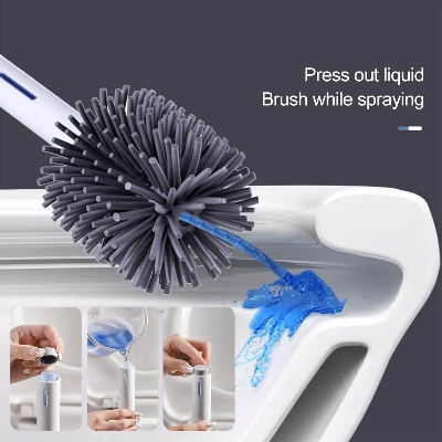 Picture of Round and Flat Toilet Cleaning Brush with Stand