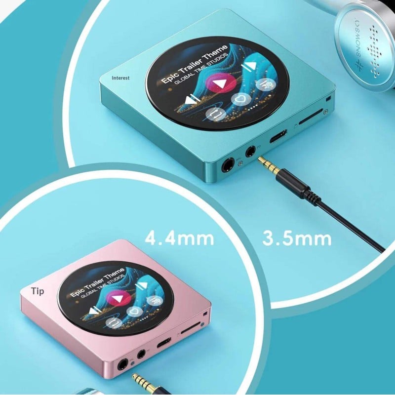 Picture of FiiO Snowsky DISC digital audio player classic CD players touchscreen design with modern Hi-Res audio features in a pocket-sized aluminum body, Blue