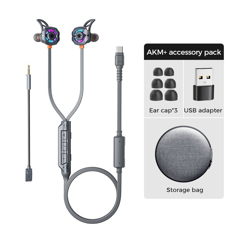 Picture of Plextone AKM Plus Gaming Earphones ,Designed for competitive gamers, built for long gaming sessions. Perfect for PUBG, Free Fire, COD Mobile, Valorant, and more Grey