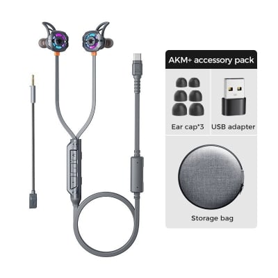 Picture of Plextone AKM Plus Gaming Earphones ,Designed for competitive gamers, built for long gaming sessions. Perfect for PUBG, Free Fire, COD Mobile, Valorant, and more Grey