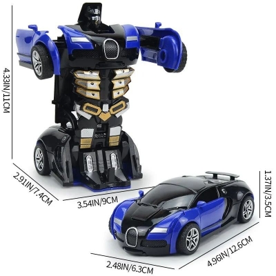 Picture of Transform CarRobot Model Car.Automatic Deformation Push and Go Car Vehicle Toy Race Car,Toys Easter Gifts for Boys Blue