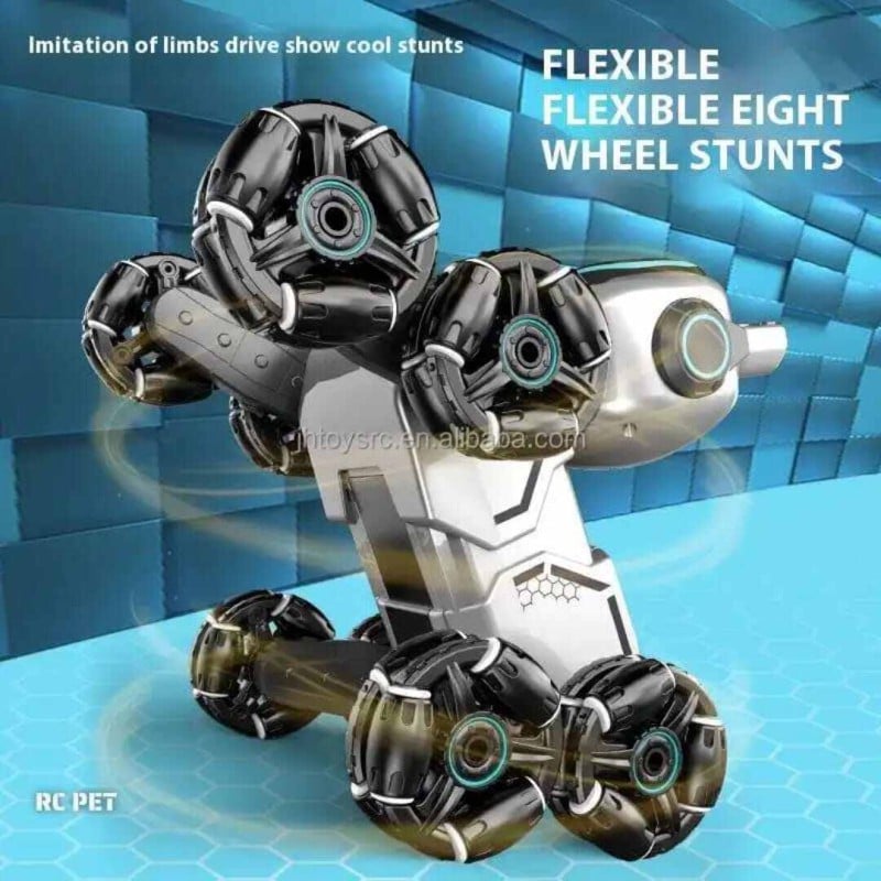Picture of Remote Control Machine Dog Toy Car Gift Eight Wheel Four Wheel Drive Mechanical Climbing Car Silver
