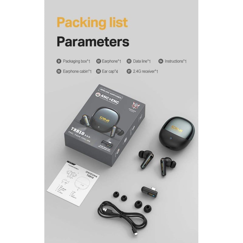 Picture of ONIKUMA TX610 ANC Dual-Mode Wireless Gaming Earbuds White