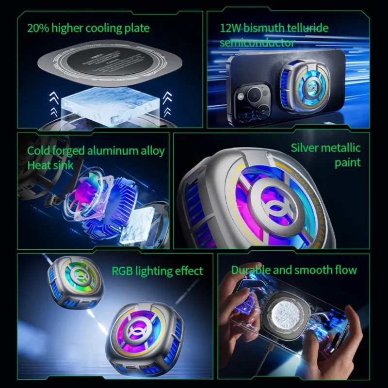 Picture of PlextonNe EX2 Ultra Mobile Cooler – Ultimate Cooling Power for Pro Gamers pubg freefire cod Black
