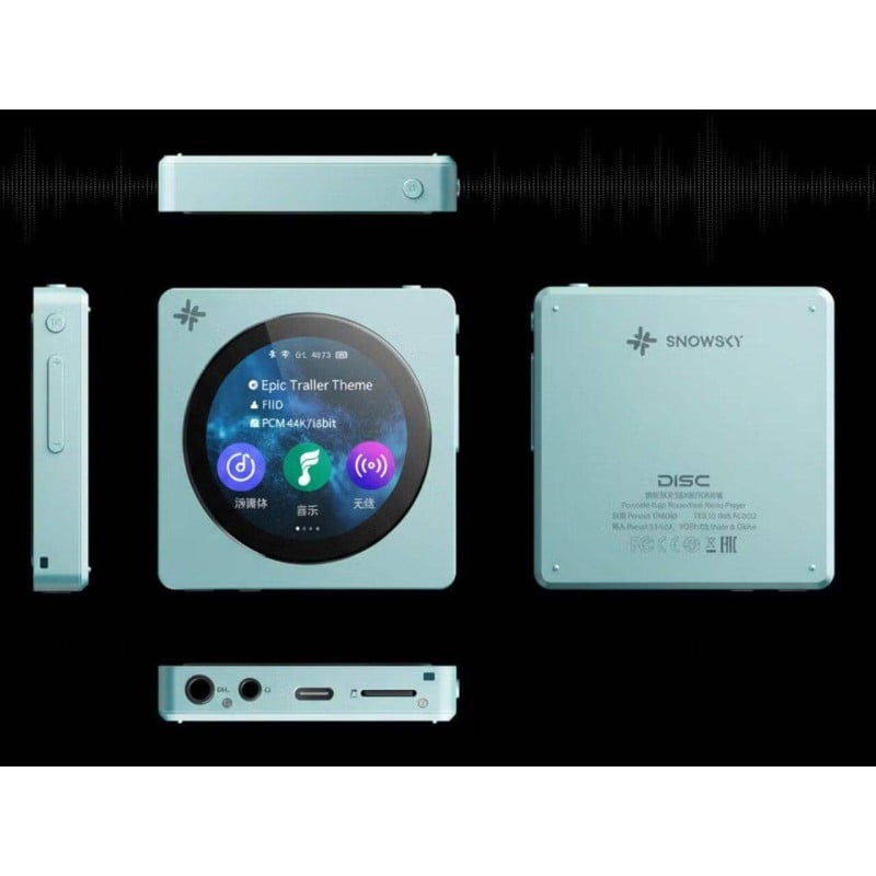 Picture of FiiO Snowsky DISC digital audio player classic CD players touchscreen design with modern Hi-Res audio features in a pocket-sized aluminum body, Blue
