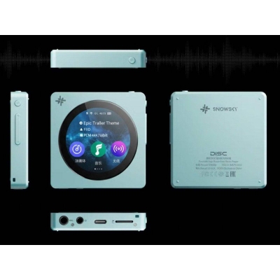 Picture of FiiO Snowsky DISC digital audio player classic CD players touchscreen design with modern Hi-Res audio features in a pocket-sized aluminum body, Blue