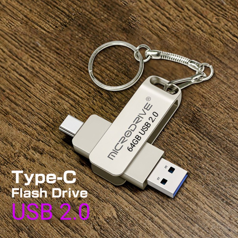 Picture of 2 in 1 OTG METAL BODY USB 3.0 , 2.0 & usb-C Flash Pen Drive Memory Stick Usb3.0/2.0 flash disk 64GB/128GB Type C Pendrive 