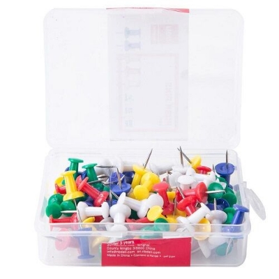Picture of Orange Push Pin Box - 100 Piece