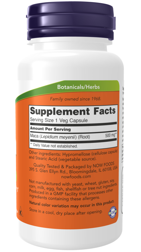 Picture of NOW Foods Supplements Maca 500mg 100 Veg Capsules