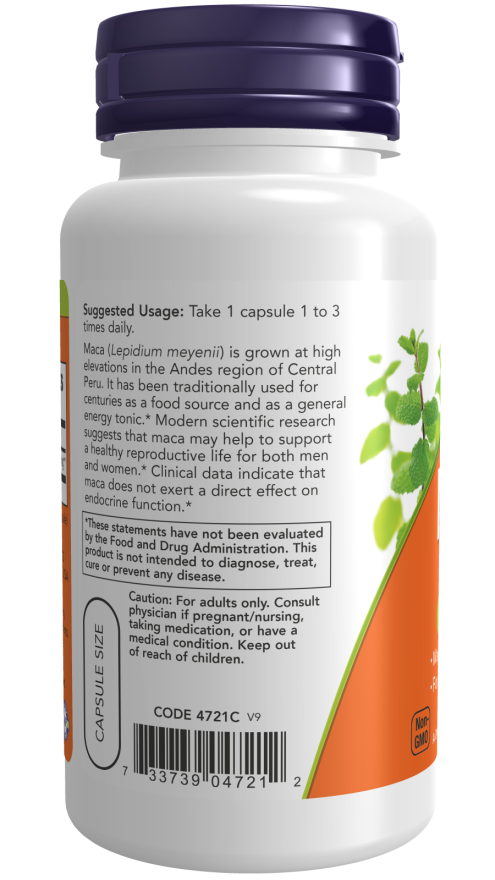 Picture of NOW Foods Supplements Maca 500mg 100 Veg Capsules