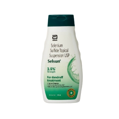 Picture of Selsun Abbott Suspension Anti Dandruff Shampoo 120ml Clears Away Dandruff Flakes, Relieves from Excessive Oil, Relieves from Dandruff related Itching