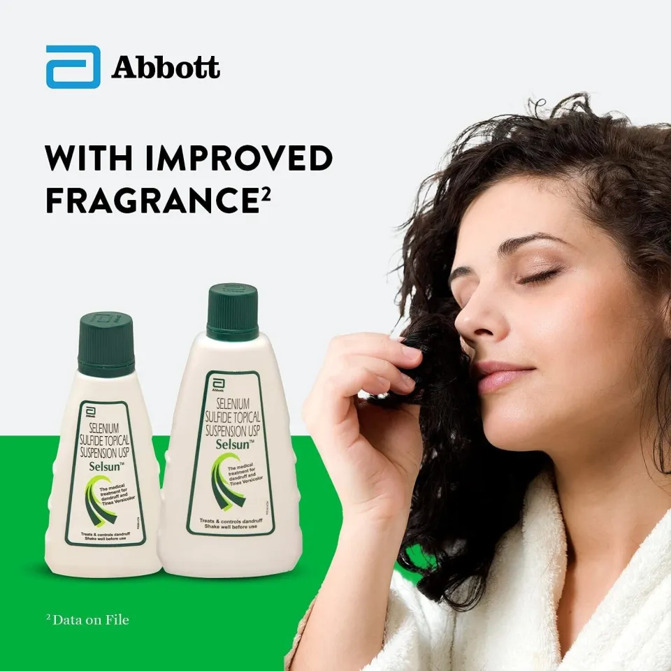 Picture of Selsun Abbott Suspension Anti Dandruff Shampoo 120ml Clears Away Dandruff Flakes, Relieves from Excessive Oil, Relieves from Dandruff related Itching