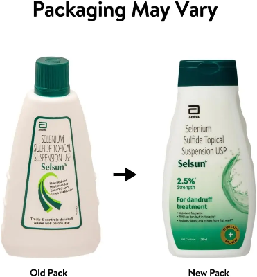 Picture of Selsun Abbott Suspension Anti Dandruff Shampoo 120ml Clears Away Dandruff Flakes, Relieves from Excessive Oil, Relieves from Dandruff related Itching