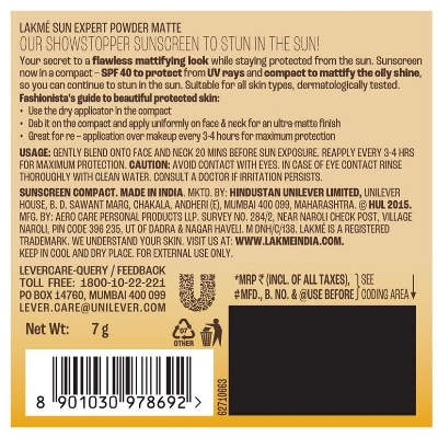 Picture of Lakme Sun Expert Matte SPF 40+++ Compact - 7g