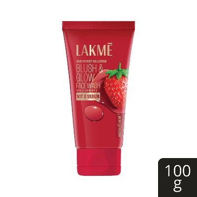 Picture of Lakme Blush & Glow Hydrating Strawberry Facewash With Vitamin C Serum 100g