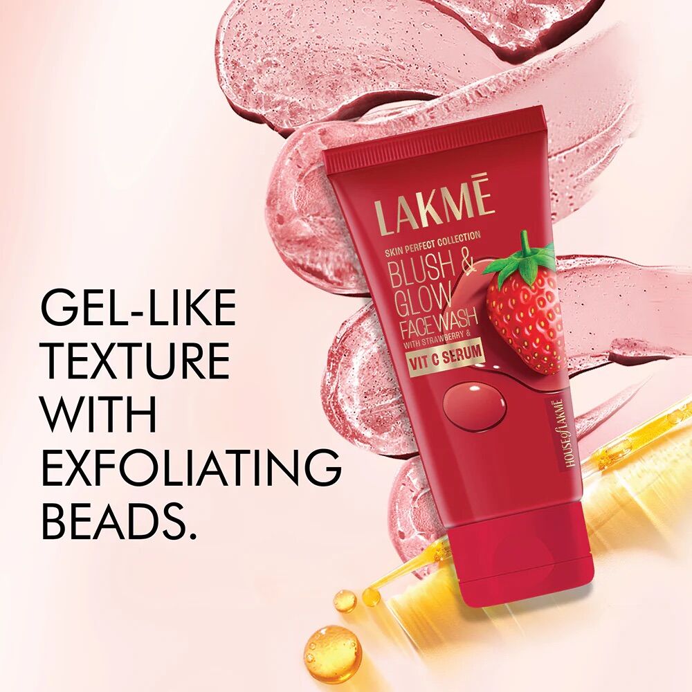 Picture of Lakme Blush & Glow Hydrating Strawberry Facewash With Vitamin C Serum 100g