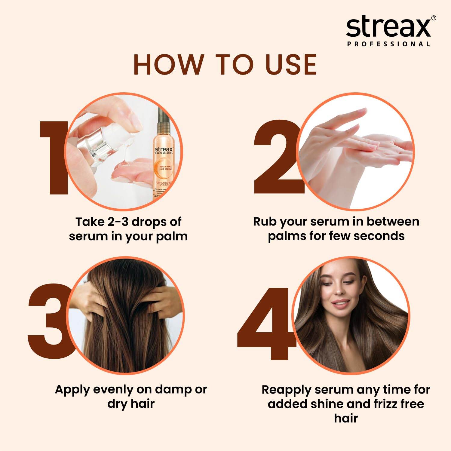 Picture of Streax Professional Vitariche Care Repair Max Hair Serum 100ml