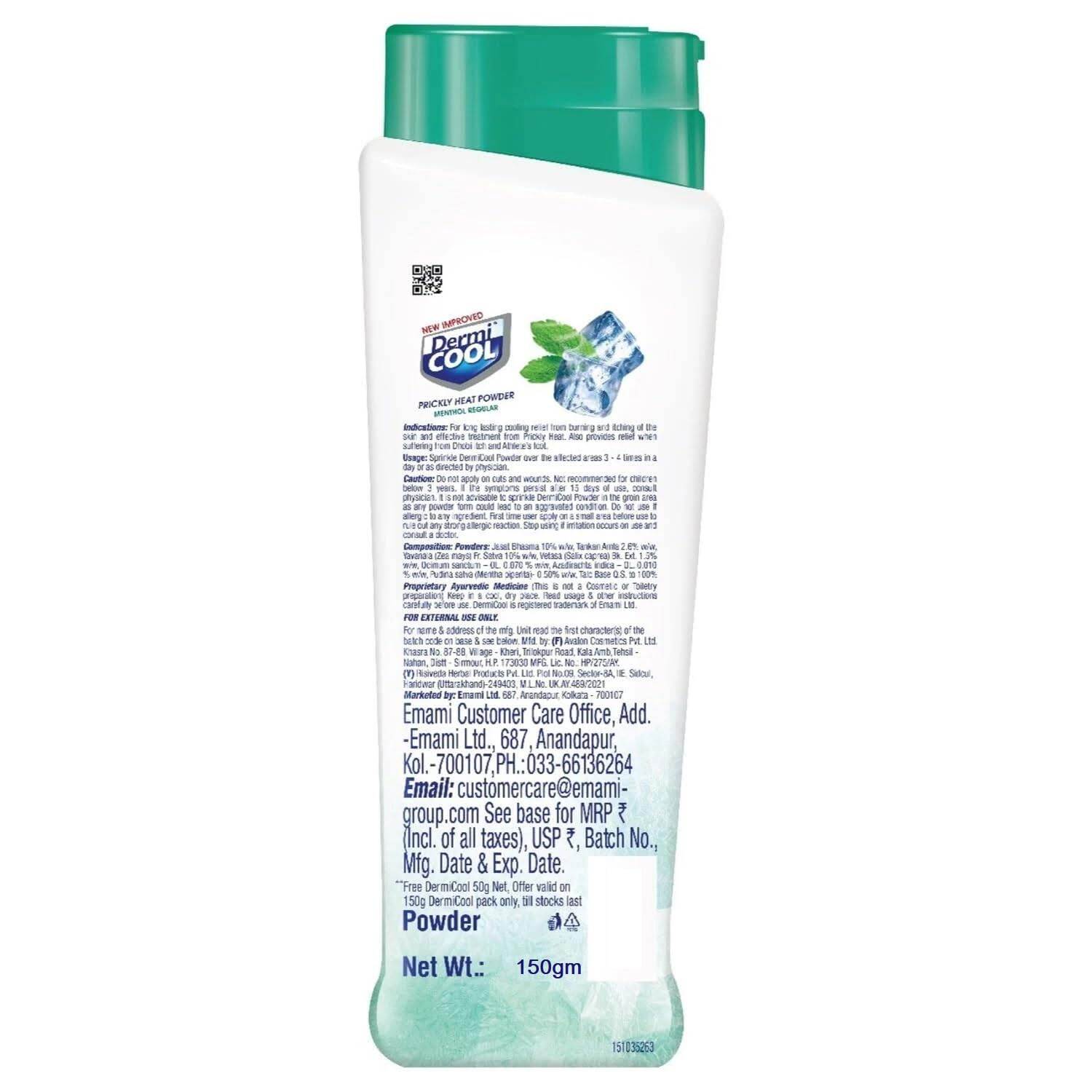 Picture of Dermi Cool Prickly Heat Powder Menthol Regular 150g