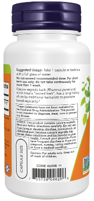 Picture of Now Foods Cascara Sagrada 450 mg Veg 100 Capsules