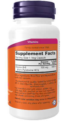 Picture of Now Foods Vitamin B-6 100 mg 100 Veg Capsules