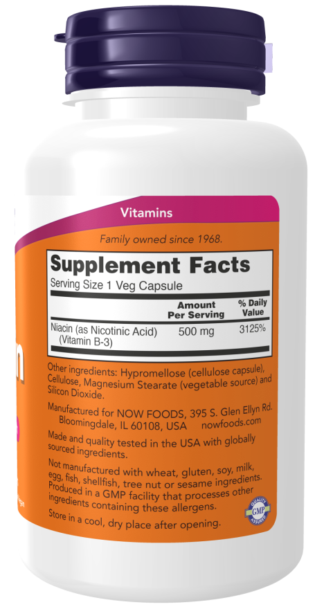 Picture of Now Foods Niacin 500 mg 100 Veg Capsules