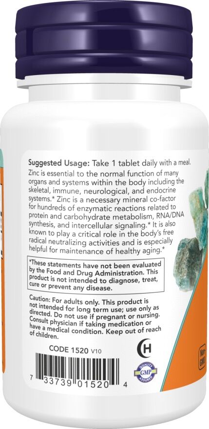 Picture of Now Foods Zinc 50 mg | 100 Tablets