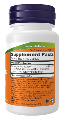 Picture of Now Foods Ashwagandha 450 mg | 90 Veg Capsules